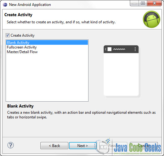 Android OnClickListener - create-blanc-activity